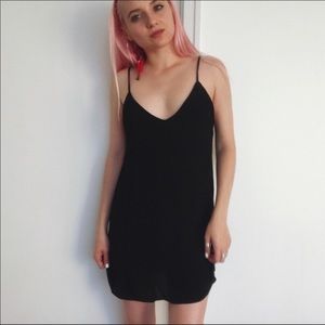 Reformation black silk slip dress